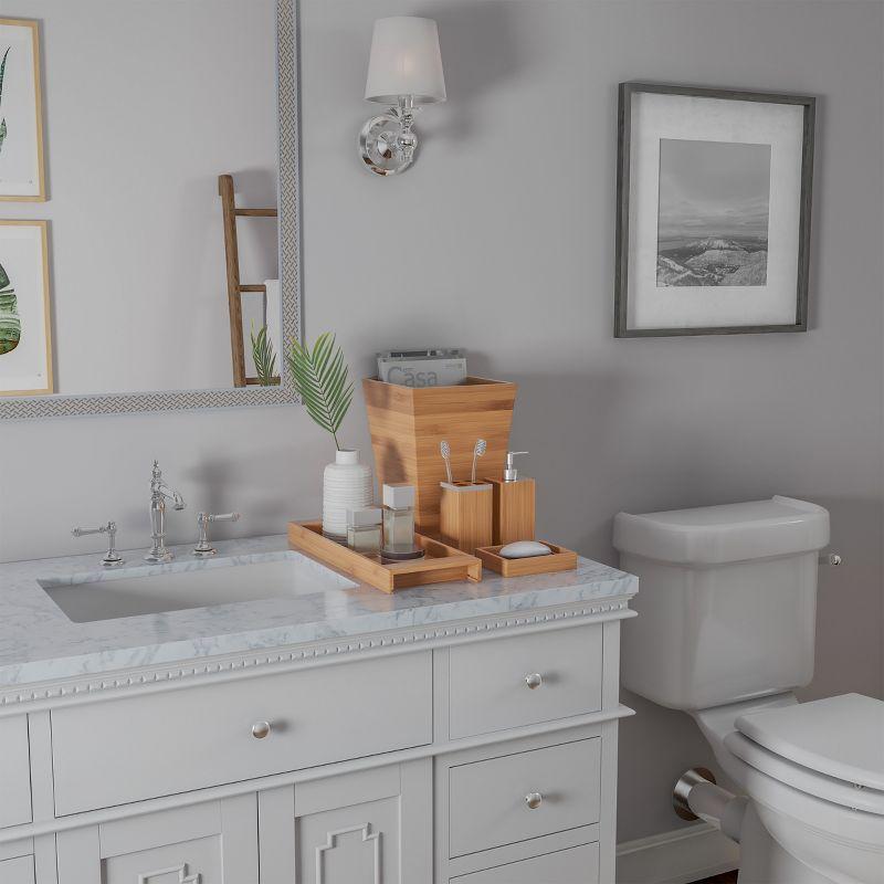 Hastings Home Bamboo Bathroom Accessories Set - 5 Pieces