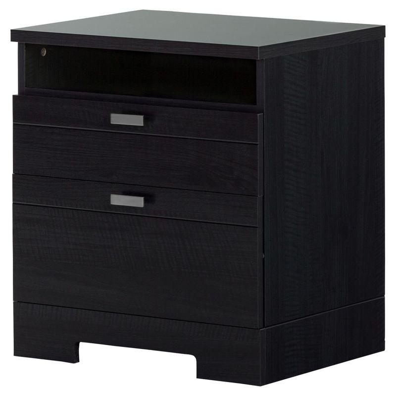 Black Onyx 2-Drawer Nightstand with Open Shelf