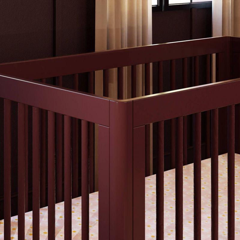 Babyletto Lolly Crimson Red & Natural Wood 3-in-1 Convertible Baby Crib with Toddler Bed Conversion Kit