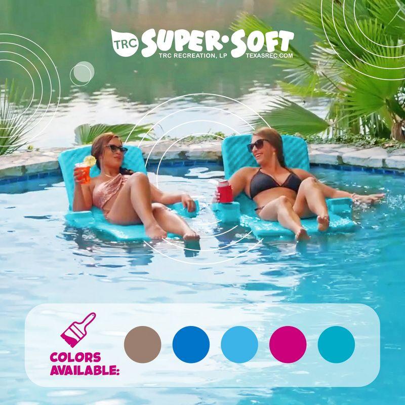TRC Recreation Super Soft Adjustable Pool Recliner Float Portable Comfortable Chair Lounger with Cup Holders for Swimming Pool Essentials, Teal