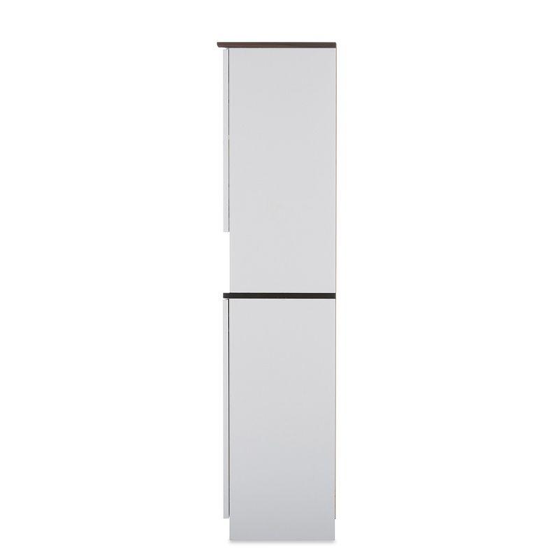 Baxton Studio Lauren TwoTone and Buffet and Hutch Kitchen Cabinet White/Dark Brown: Transitional Style, 5 Fixed Shelves