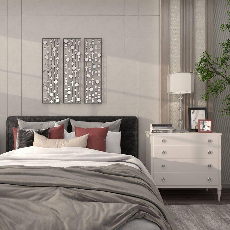 Mercer41 Metal Geometric Black Wall Decor with Round Mirror Accents Set