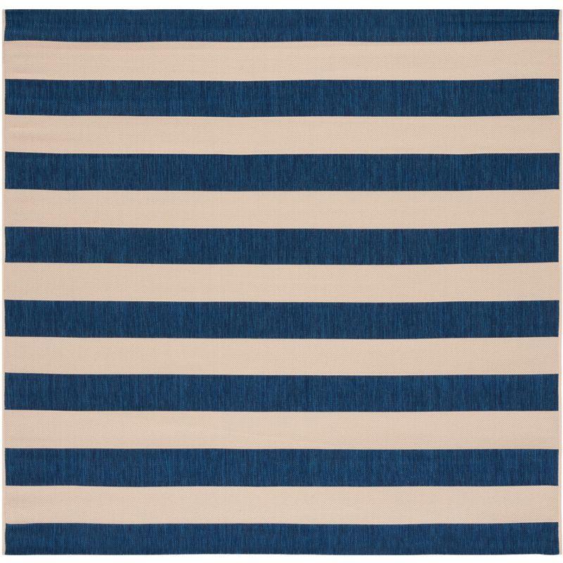 Courtyard CY6812 Power Loomed Indoor/Outdoor Area Rug - Beige/Navy - 6'7"x6'7" - Safavieh.