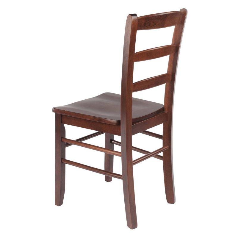 Set of 2 Ladder Back Chair Antique Walnut - Winsome: Hardwood, Non-Unupholstered, Kitchen Seating