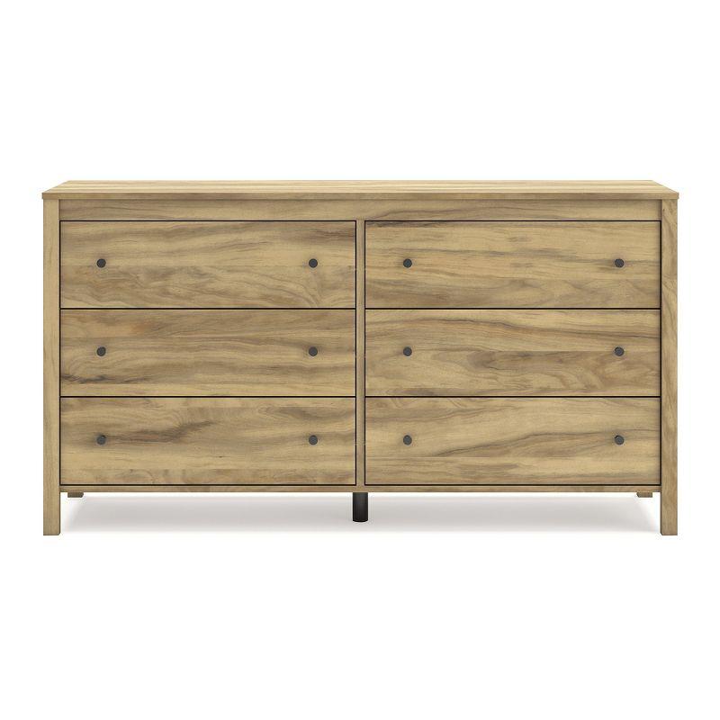 Light Brown 6-Drawer Transitional Dresser with Bronze Knobs