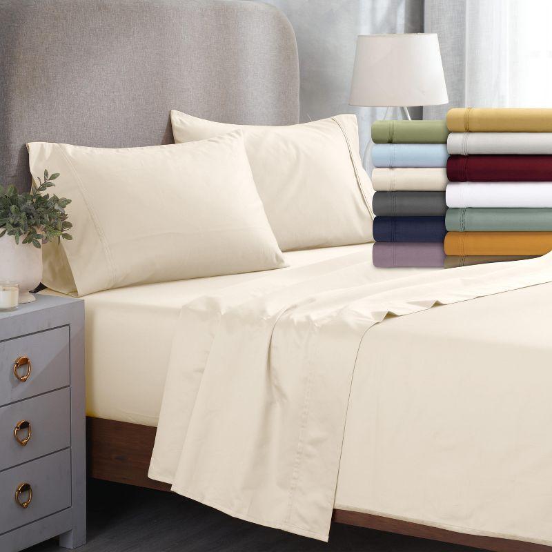 Luxury Sustainable Cotton 1200 Thread Count Solid Sheet Set by Blue Nile Mills