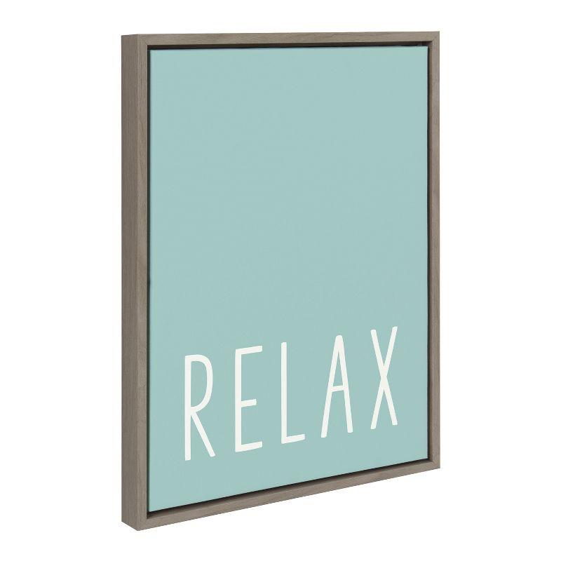 Kate and Laurel Sylvie Relax in Pale Teal Framed Canvas by Apricot and Birch, 18x24, Gray