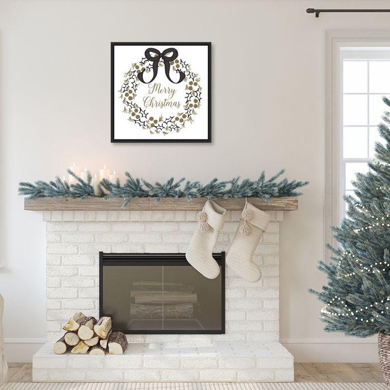 Amanti Art Merry Christmas Wreath by Andi Metz Canvas Wall Art Print Framed 22-in. W x 22-in. H.