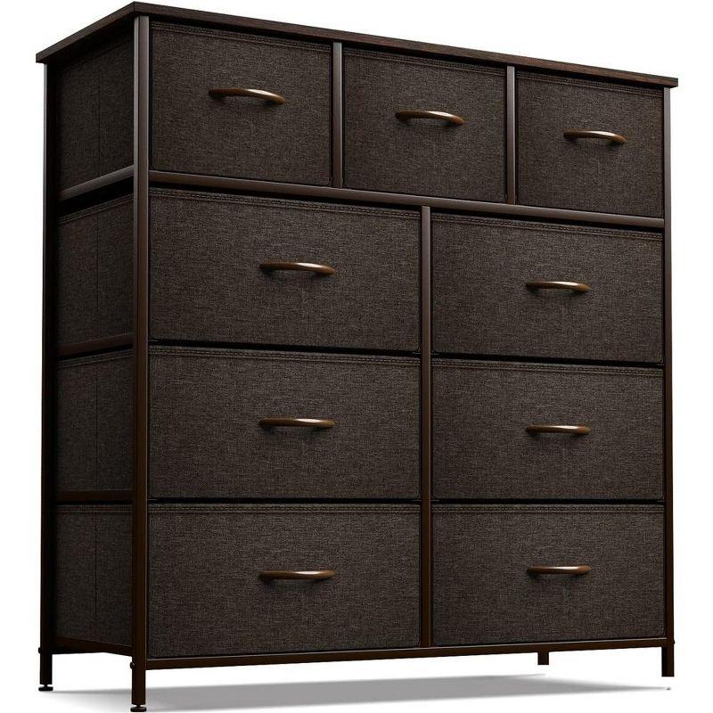 Sorbus 9-Drawer Lightweight Dresser - Brown Fabric & Steel Frame