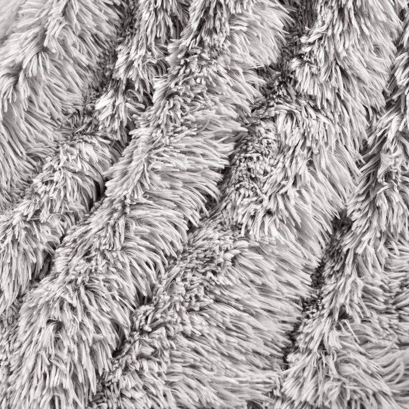 Lavish Light Gray Faux Fur 60"x50" Reversible Throw Blanket