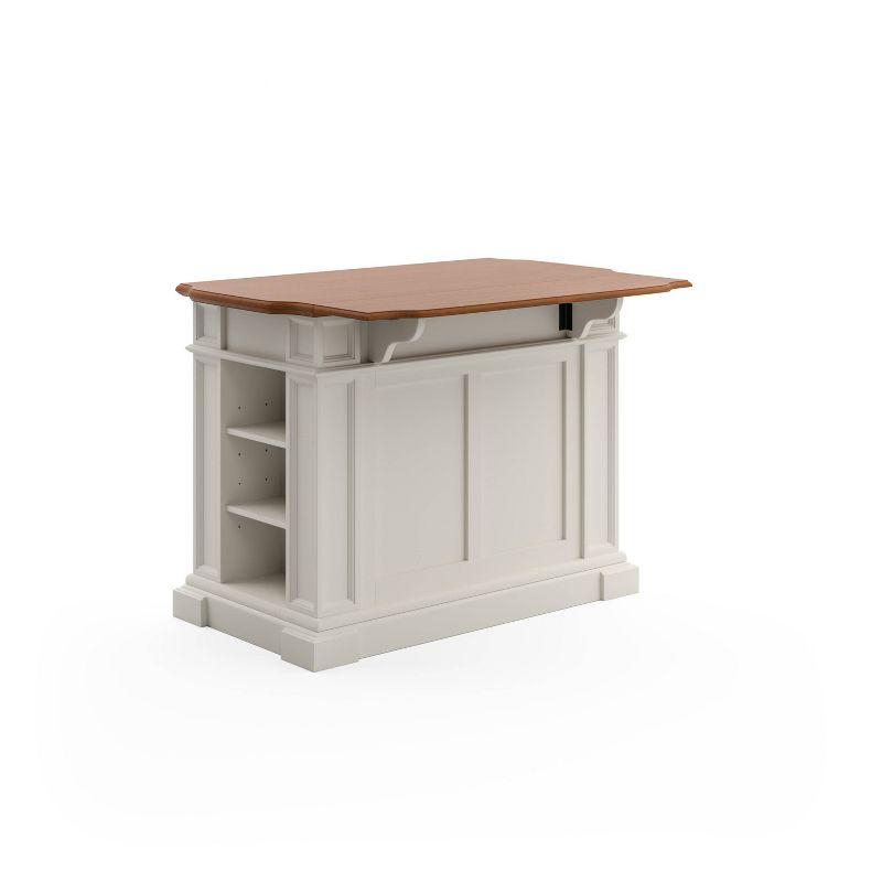 Crisp White and Distressed Oak Finish Spacious Kitchen Island