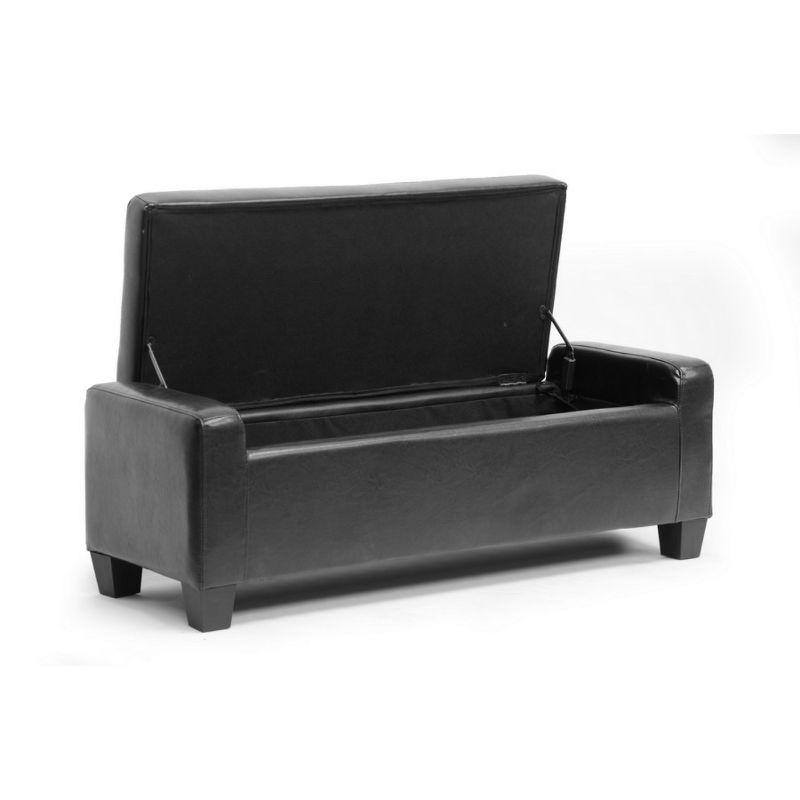 Manchester Black Tufted Leather Storage Ottoman