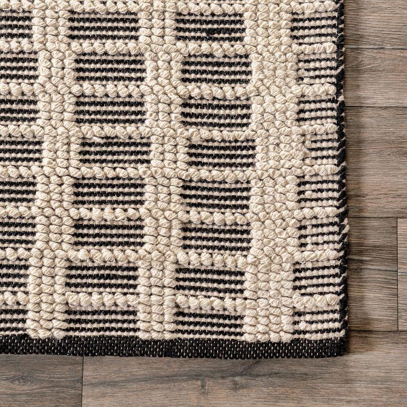 Gracie Oaks Parker Check Textured Ivory Area Rug