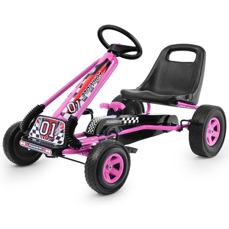 Pink and Black Adjustable Pedal Powered Kids Go Kart