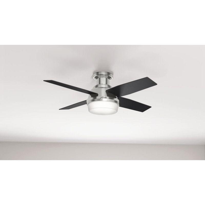 Dempsey Low Profile 44" 4 - Blade Indoor Flush Mount Small Room Ceiling Fan with Lights and Remote