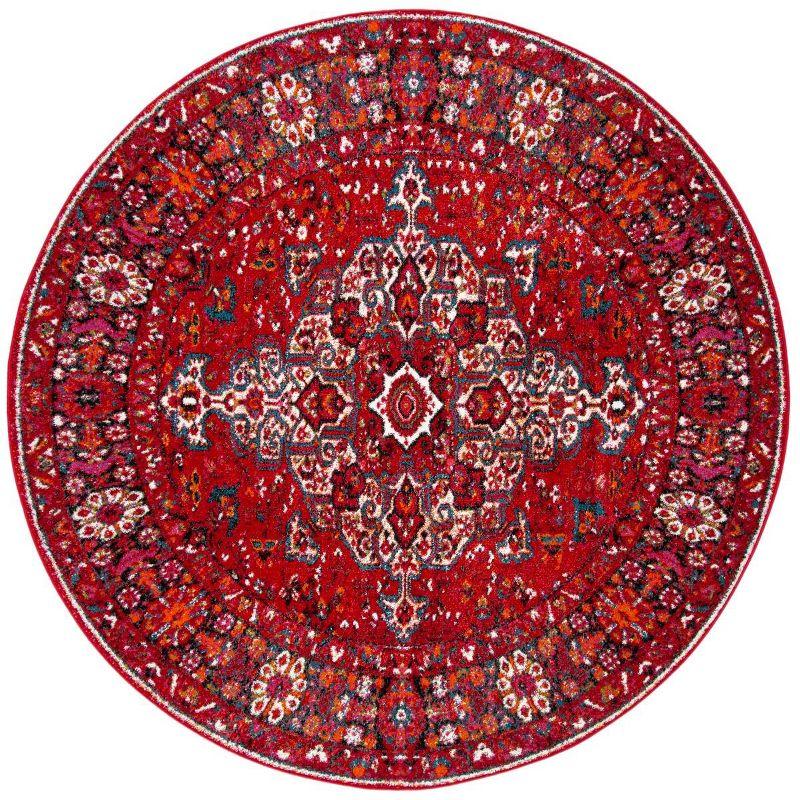 Vintage Hamadan VTH222 Power Loomed Indoor Accent Rug - Red/Multi - 3' Round - Safavieh