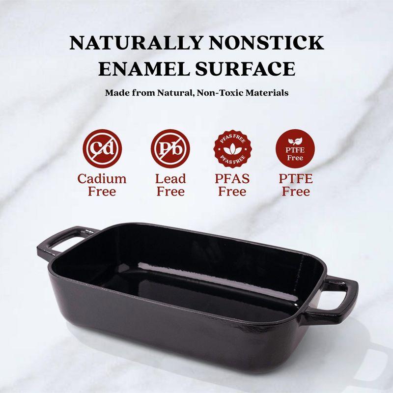 Alva Alva Nori Enameled Cast Iron Dutch Oven Dish Roasting Pan Rectangular Nonstick Stove-to-Table Enamel Coated Pot, Non Toxic, Compatible with All Stovetops, Oven Safe & Induction Safe