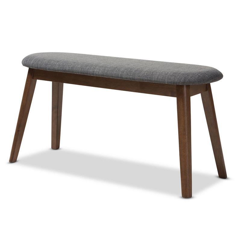 Easton Dark Grey Fabric & Walnut Wood Mid-Century Modern Bench