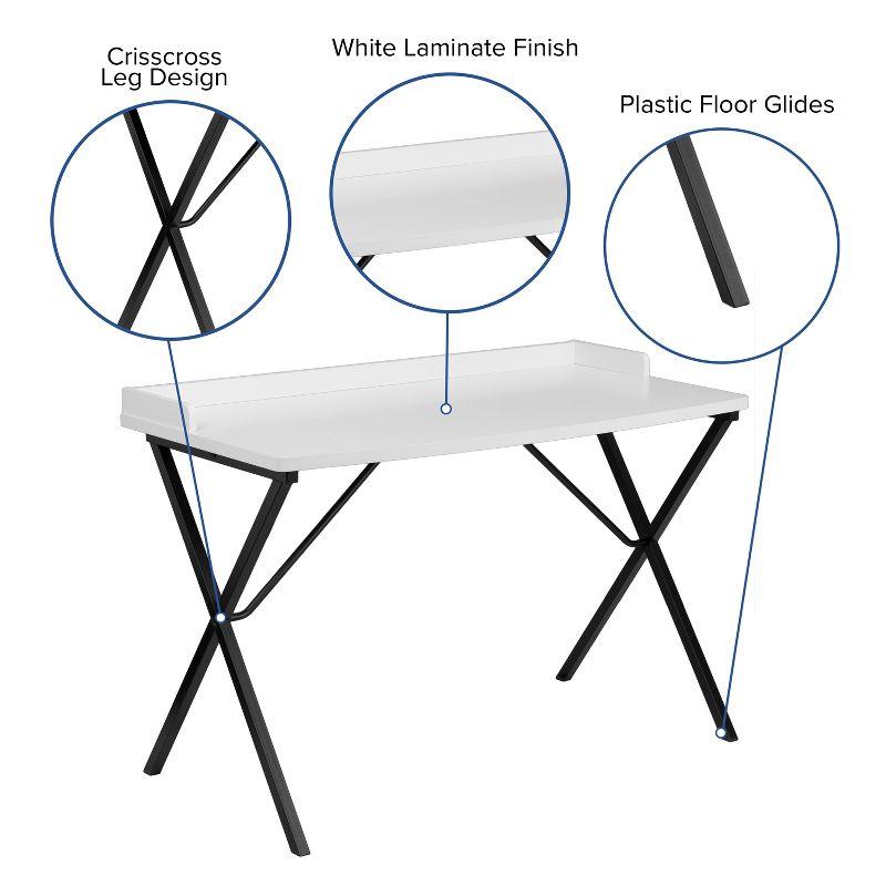 Simplistic White Laminate 49.5'' Computer Desk with Raised Border