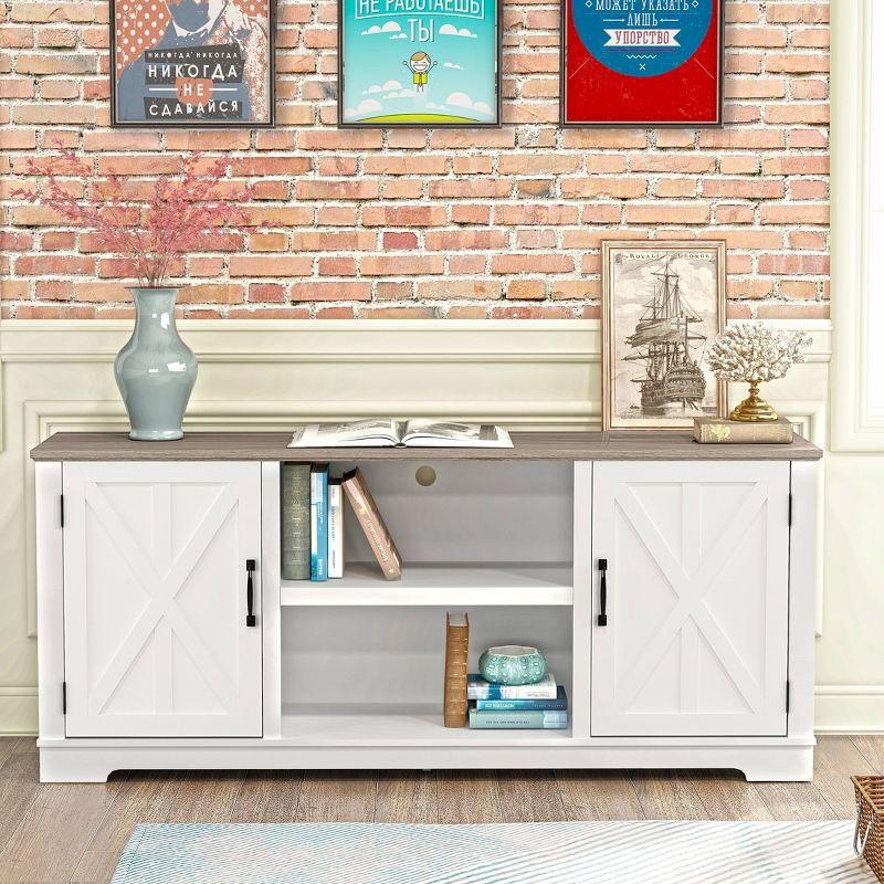 70" Classic Style TV Stand for TVs up to 78" White - Festivo: Farmhouse Design, Cable Management, Adjustable Storage