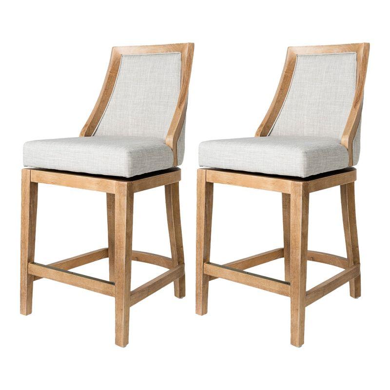 Maven Lane Vienna Rotating High Back Kitchen Stool with Fabric Upholstered Seat, Set of 2