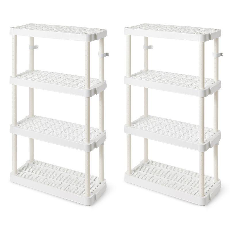 Adjustable White Resin 4-Tier Kids Storage Shelf, 32.4" L