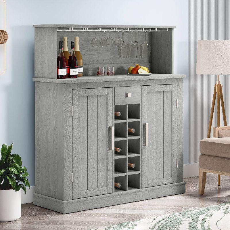 Festivo 47" Farm Style Gray Wood Buffet Bar Cabinet