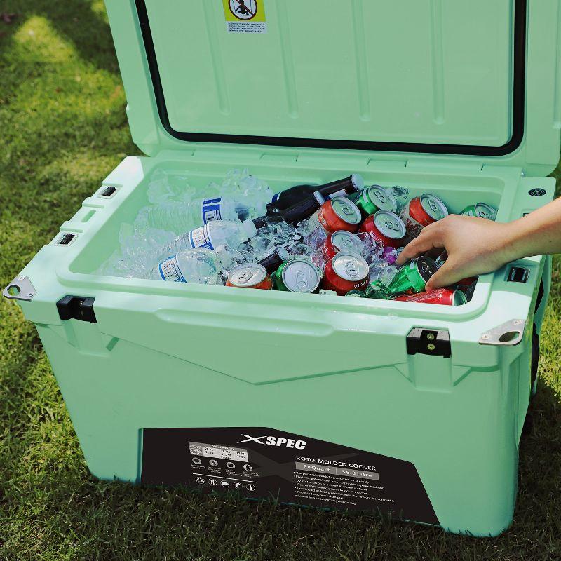 Xspec 60 Quart Roto Molded High Performance Ice Chest Outdoor Cooler, Seafoam