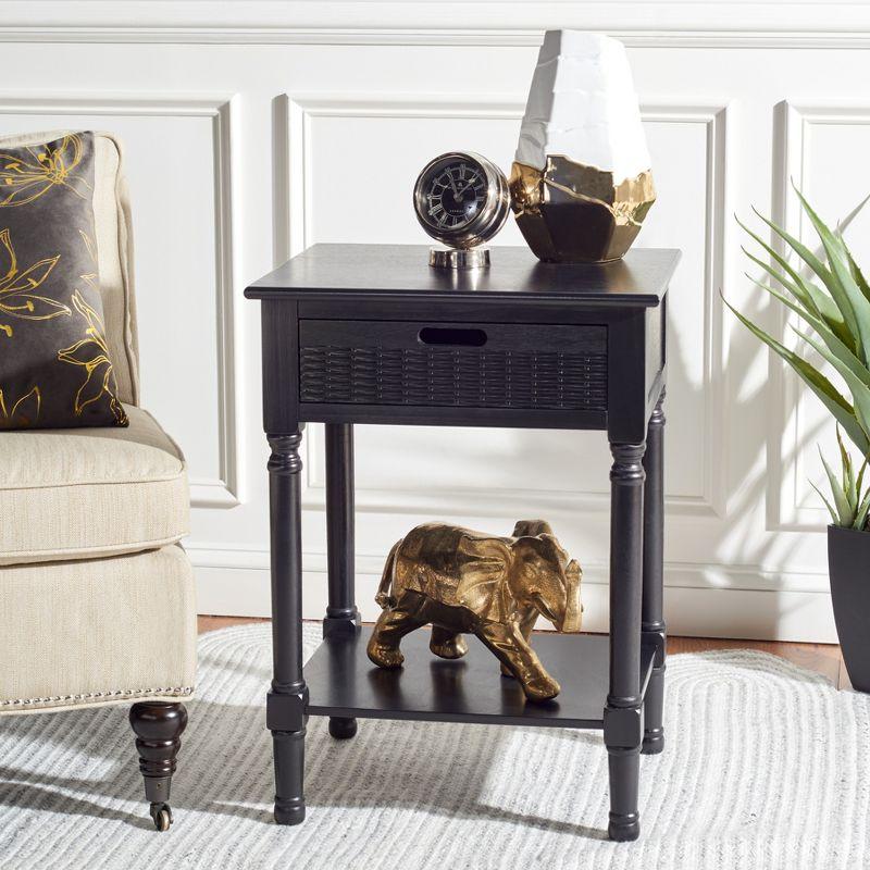 Classic Contemporary Black Accent Table with Basket Drawer