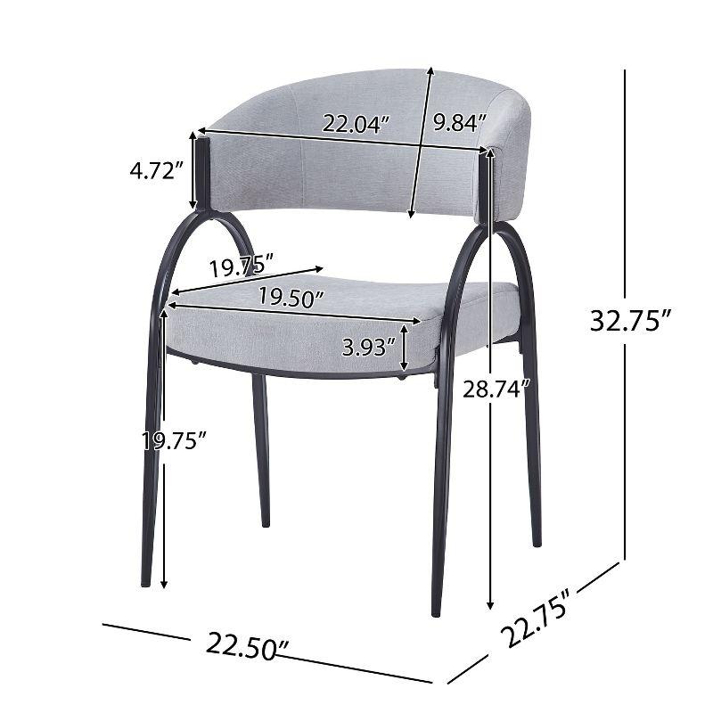 Christopher Knight Home Hayden Upholstered Armrest Dining Chairs with Metal Legs (Set of 2), Gray/Black