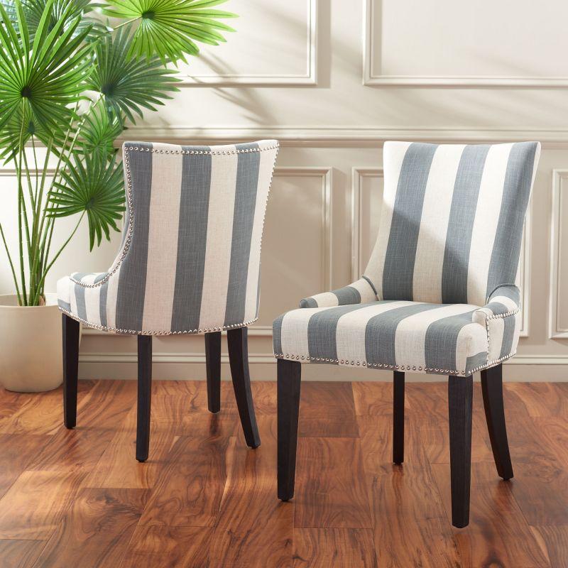 Lester 19" H Dining Chair With Nail Head Trim (Set of 2) - MCR4709 - Grey/White - Safavieh Couture