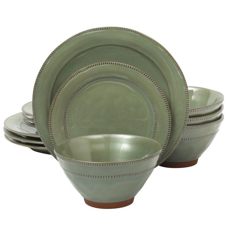 ECLANK 12 Piece Stoneware Dinnerware Set - Service for 4