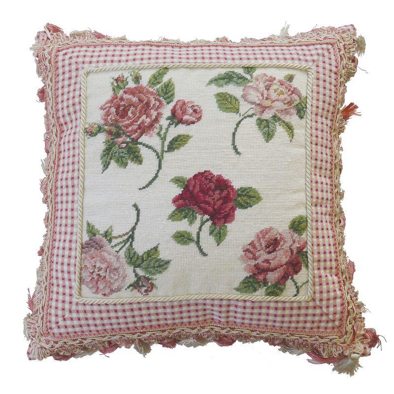 C&F Home Reddout's Toss Rose Needlepoint Decor Decoration Throw Pillow For Sofa Couch Or Bed