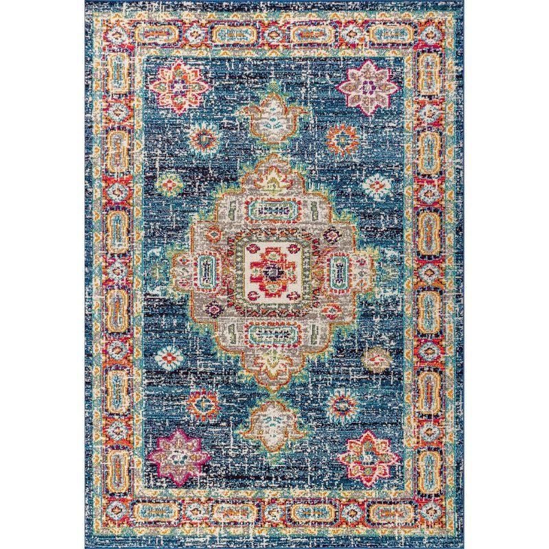 JONATHAN Y Bohemian FLAIR Boho Vintage Medallion Navy/Red 8 ft. x 10 ft. Area Rug