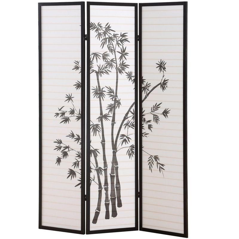 Roundhill Furniture 3-Panel Oriental Shoji Screen/Room Divider, Black