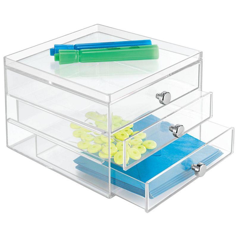 iDESIGN Plastic Slim 3-Drawer Desk Organization Set Clear