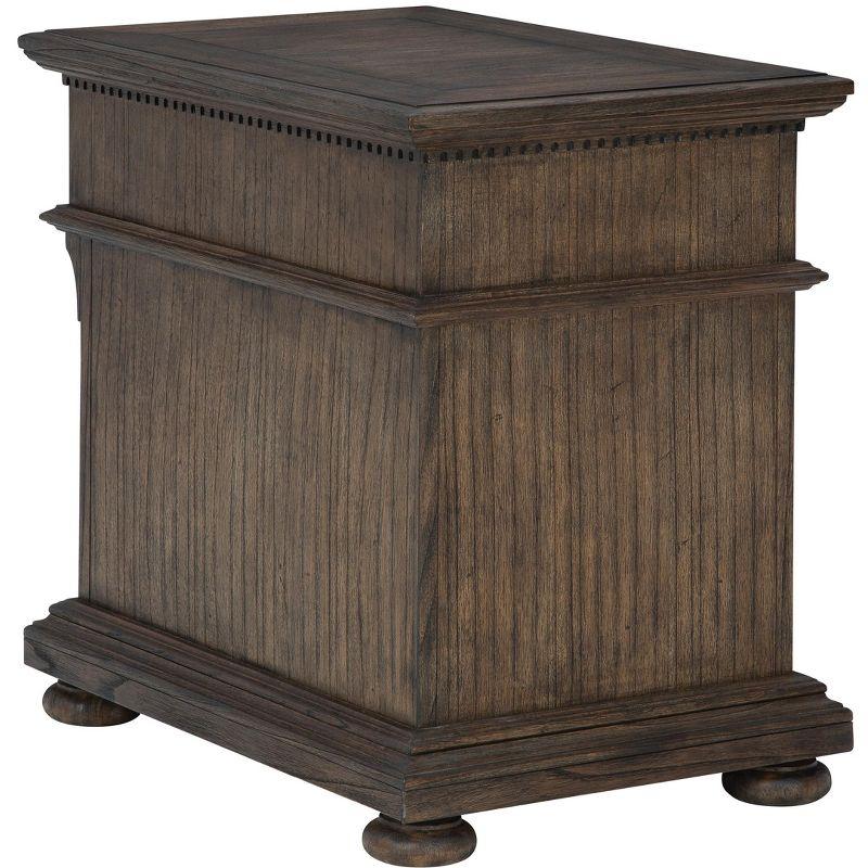 Traditional Brown Wood Rectangular End Table with Storage