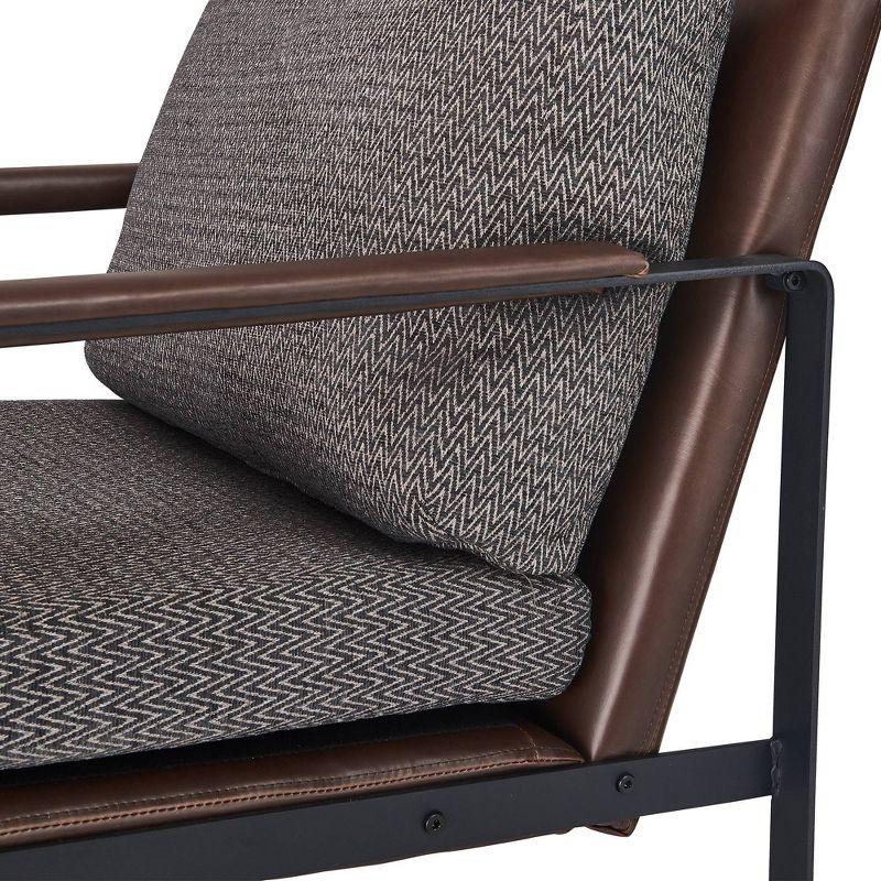 24" Amelie Mid-Century Modern Armchair Distressed Gray - Finch: Upholstered Polyester, Wood & Metal Frame