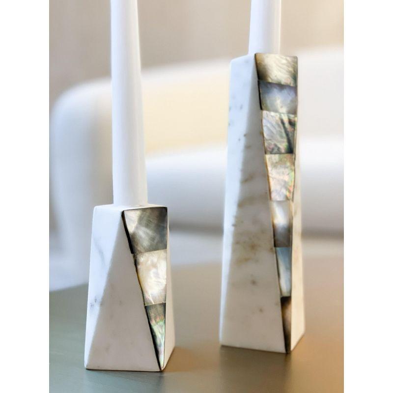 Mother Of Pearl Marble Marble Tabletop Candlestick