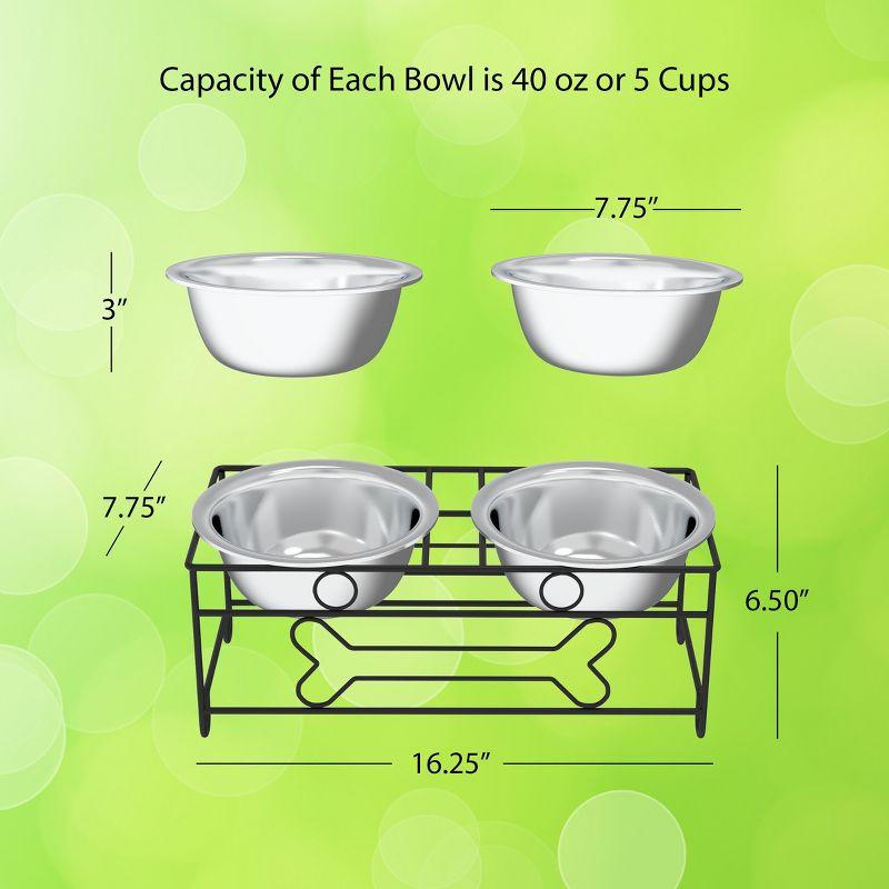 Stainless Steel Elevated Dog Feeder with Two 40oz Bowls