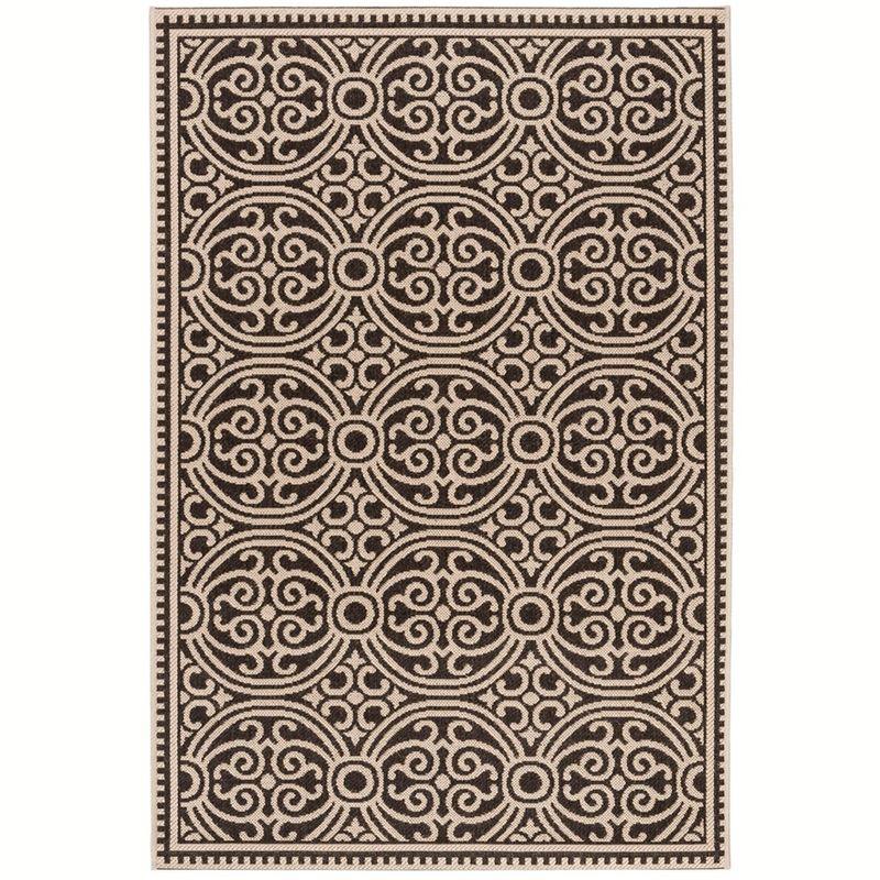 Cream and Brown Geometric Flat Woven 4' x 6' Area Rug