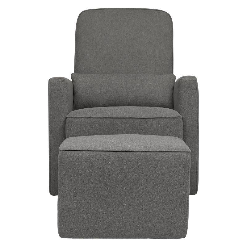 Olive Dark Grey Upholstered Swivel Glider with Ottoman