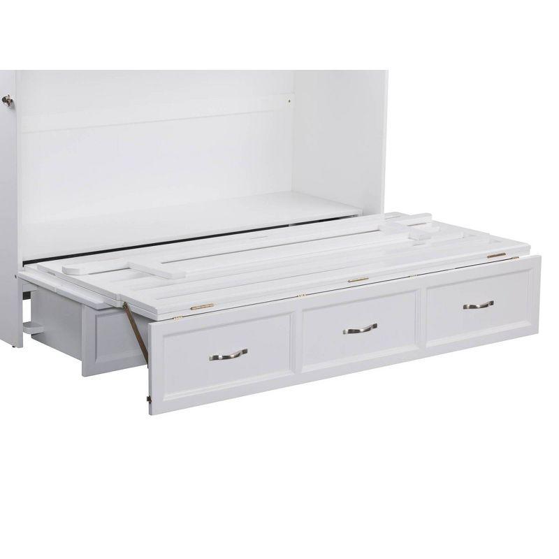 Queen Deerfield Murphy Bed Chest with Charging Station White - AFI: Space-Saving, Fold-Out Mattress, Elegant Design
