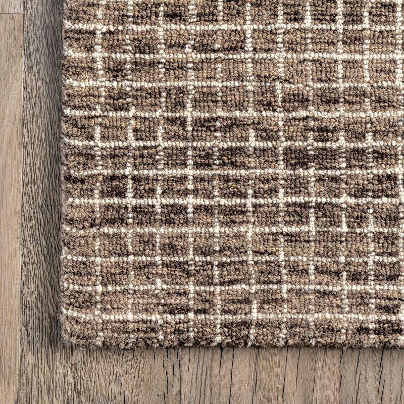 Arvin Olano x Rugs USA Melrose Checked Wool Brown Area Rug