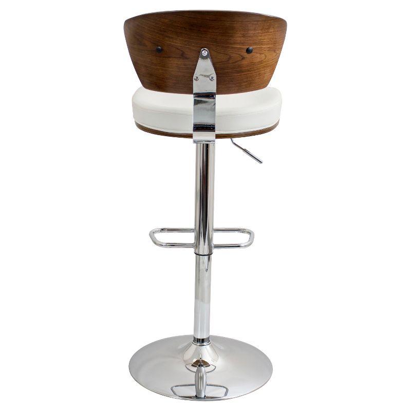 Walnut & White Faux Leather Adjustable Swivel Barstool