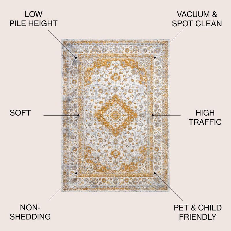 Indhira Orange and Cream Medallion 4' x 6' Area Rug