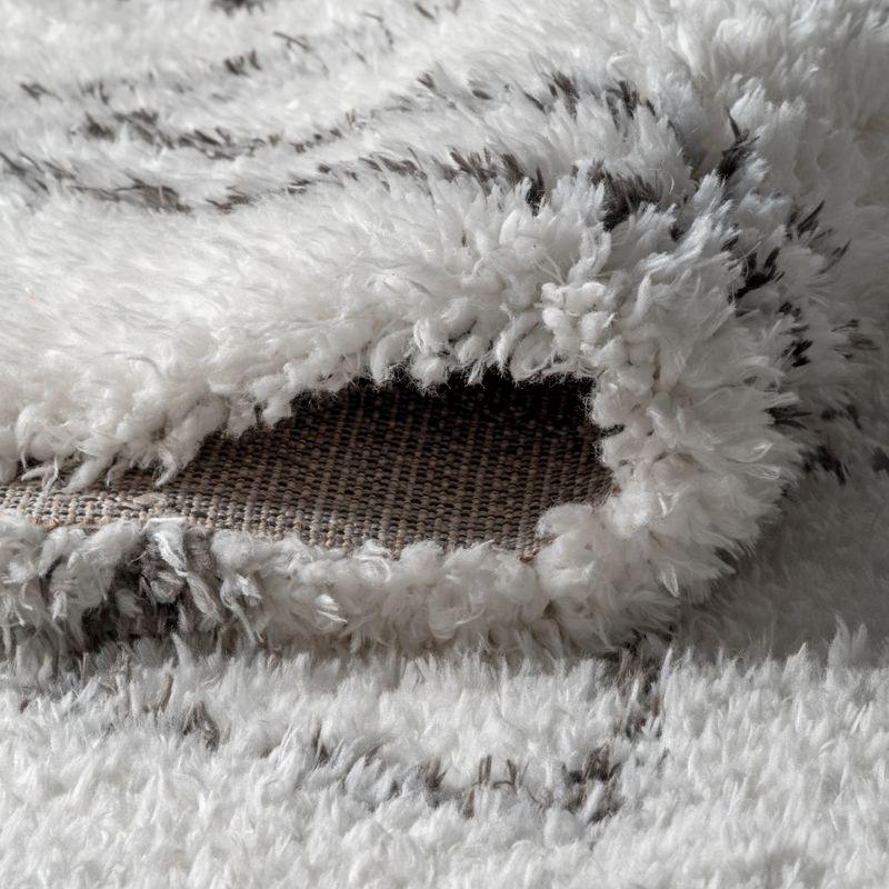 2'x8' Beni Moroccan Style Diamond Shag Area Rug, Ivory/Dark Gray - JONATHAN Y