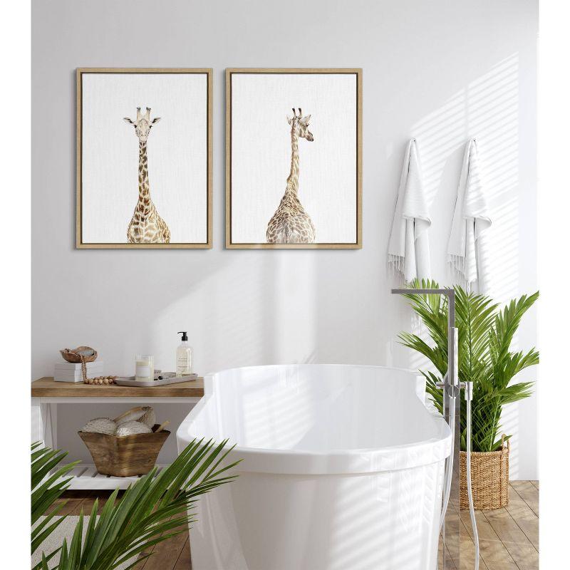 (Set of 2) 18" x 24" Sylvie Giraffe Front and Back by Amy Peterson Art Studio Natural Framed Canvas Set - Kate & Laurel All Things Decor