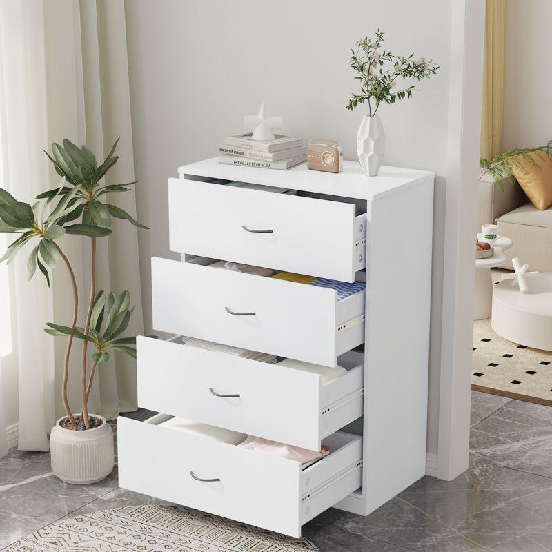 SUGIFT 4 Drawer Dresser, Modern Wood Chest of Drawers for Bedroom, White