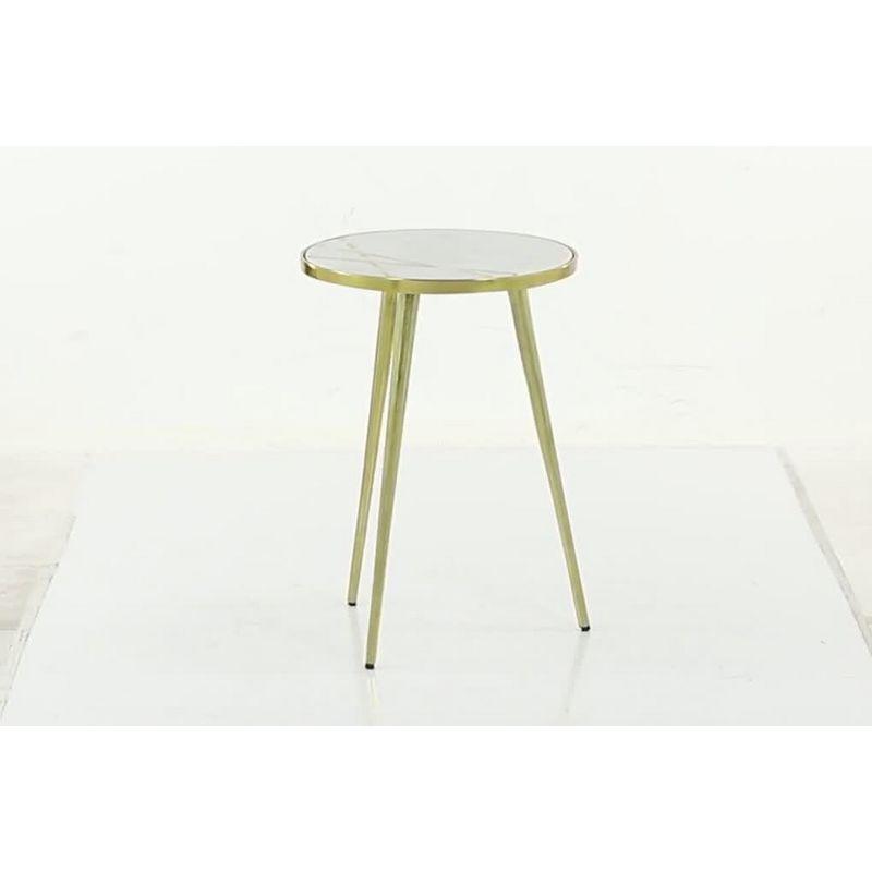 Elegant Round Marble Top Accent Table with Gold Metal Tripod Base